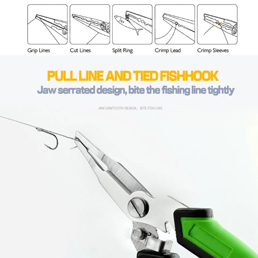Alicates de pesca de aleación de aluminio, cortador de anillo, aparejos de soporte de pesca con envoltura, tether retráctil, combo eliminado de ganchos - imagen 4