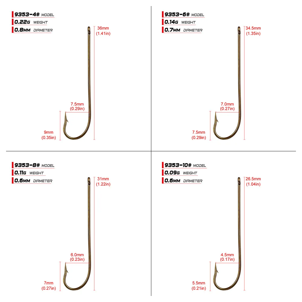 Anzuelo de pesca de caña larga, anzuelos de pesca de carpa cruciana de acero de alto carbono, púas afiladas, Offset, anzuelo de cebo estrecho, 100 piezas - imagen 5