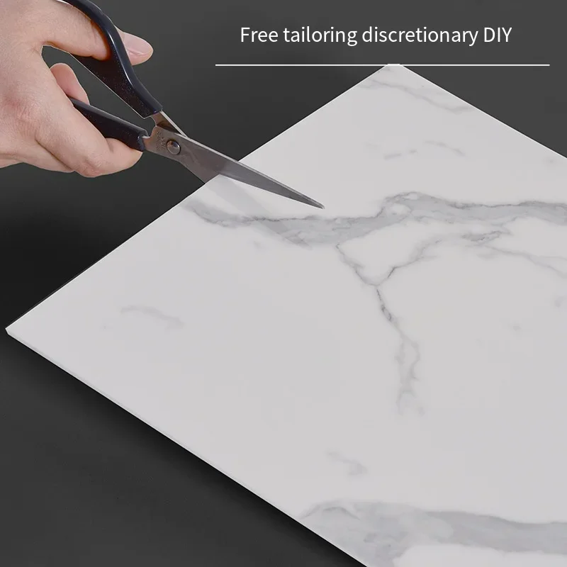 Pegatina de pared de azulejo de imitación de mármol, autoadhesiva, pegatina de cocina a prueba de aceite, papel tapiz de pared de fondo impermeable para baño - imagen 3