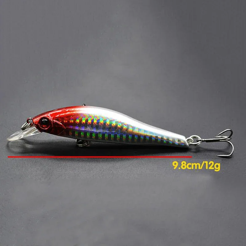 1 Uds 9,8 cm 12g Señuelos de Pesca ojos 3D hundimiento láser Minnow duro Aritificial Wobblers Crankbait cebos de plástico Pesca Isca aparejos - imagen 2