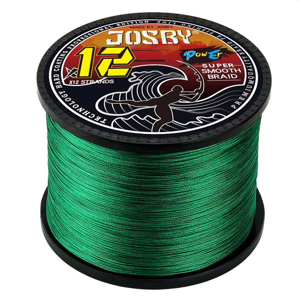 JOSBY X12 hilo de pescar trenzado de 12 hebras 100M 300M 500M 1000M cables de PE multifilamento agua salada herramientas de aparejos de pesca de agua dulce
