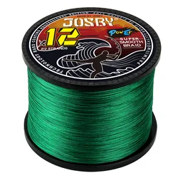 JOSBY X12 hilo de pescar trenzado de 12 hebras 100M 300M 500M 1000M cables de PE multifilamento agua salada herramientas de aparejos de pesca de agua dulce