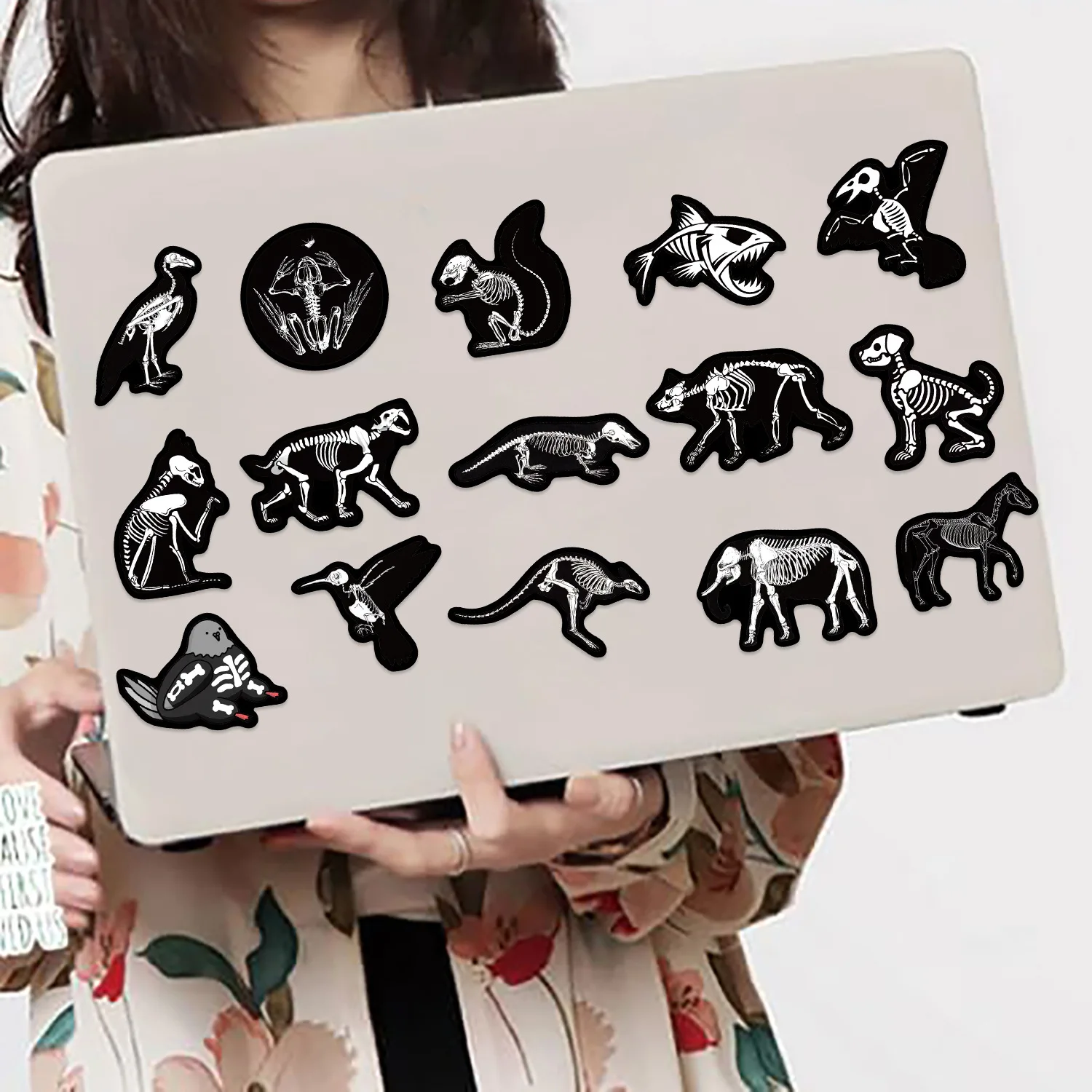 50pcs Black Animal Bones Cartoon Graffiti Stickers Phone Guitar Laptop Notebook Suitcase Water Cups Waterproof Sticker Kids Toys - imagen 5