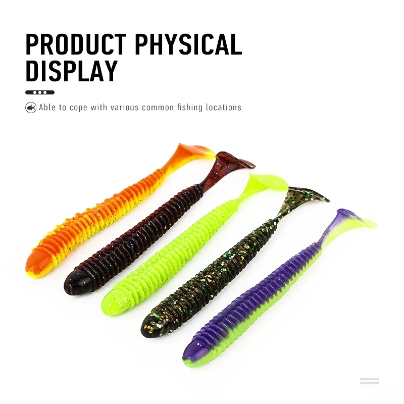 ARDEA-Cebo Artificial de silicona suave, señuelo de pesca con gusanos, Swimbaits, cola en T, lubina, Mosca, 86mm, 3,2g - imagen 4