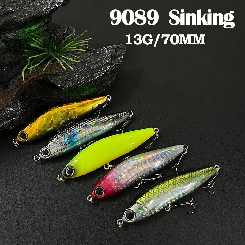 Señuelo de pesca con lápiz de 13g y 70mm, cebo adhesivo que se hunde, ojos 3D, cebo Artificial de fundición larga, pececillo Wobbler, equipo de pesca de Lucio - imagen 2