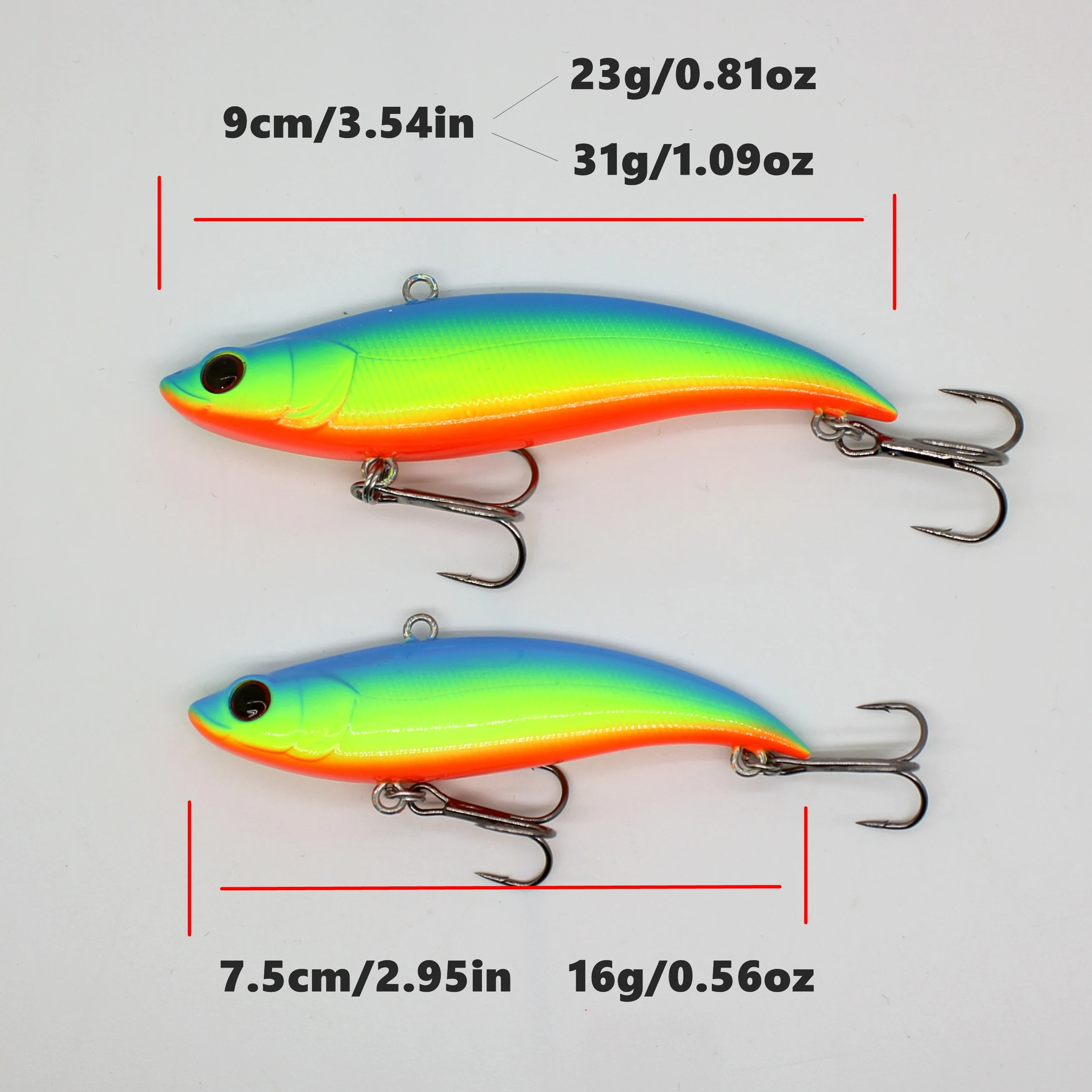 AOCLU Wobbler Super calidad hundimiento VIB vibración 75mm 16g 90mm 23g 31g cebo duro señuelo de pesca lubina agua dulce y sal anzuelos VMC - imagen 2