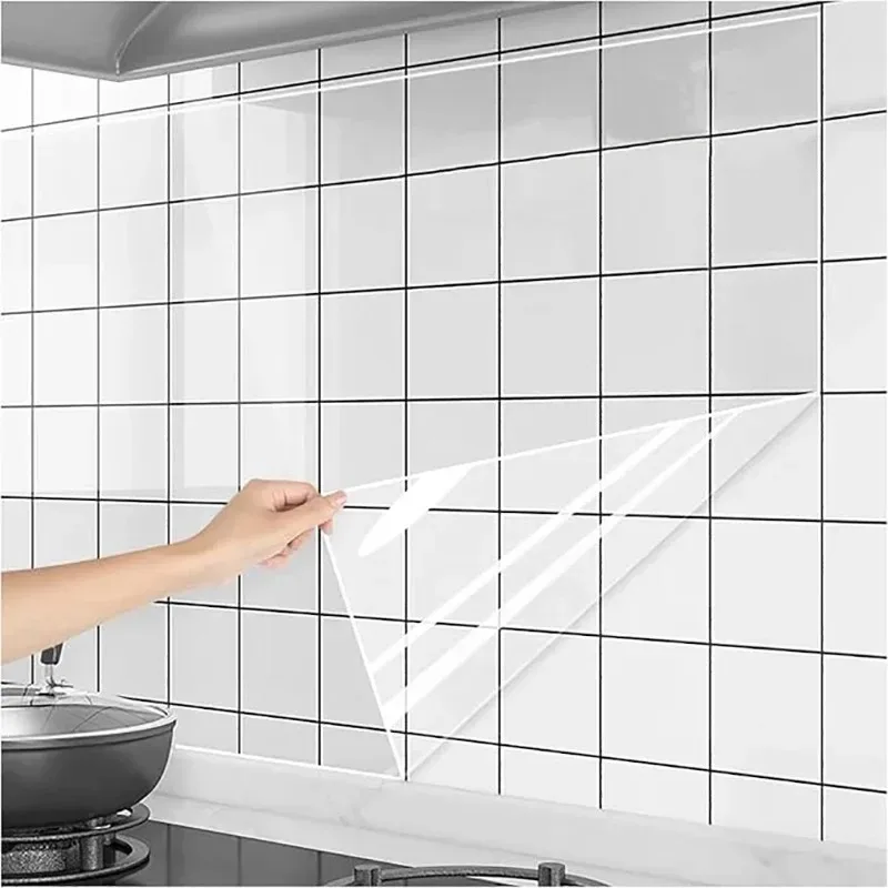 Película protectora de contacto transparente impermeable y resistente al aceite, papel tapiz decorativo para pared de cocina, papel tapiz estático, pegatina de pared del dormitorio