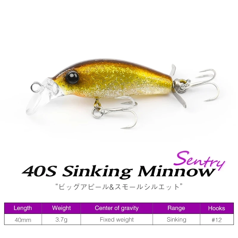 Señuelo de pesca de pececillo que se hunde, SENTRY 40S, 40mm, 3,7g, cebo duro Artificial para juego ligero, Ajing, Rockfish, Lucio, Jerkbait - imagen 3