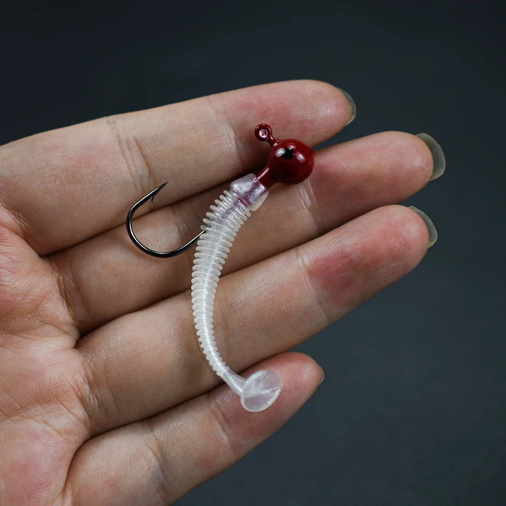 18 uds/20 piezas Uds 5cm/0,6g gusanos de silicona cebo suave Jigging Wobblers señuelo de pesca anzuelos conjunto de Swimbaits artificiales para aparejos de carpa lubina - imagen 5