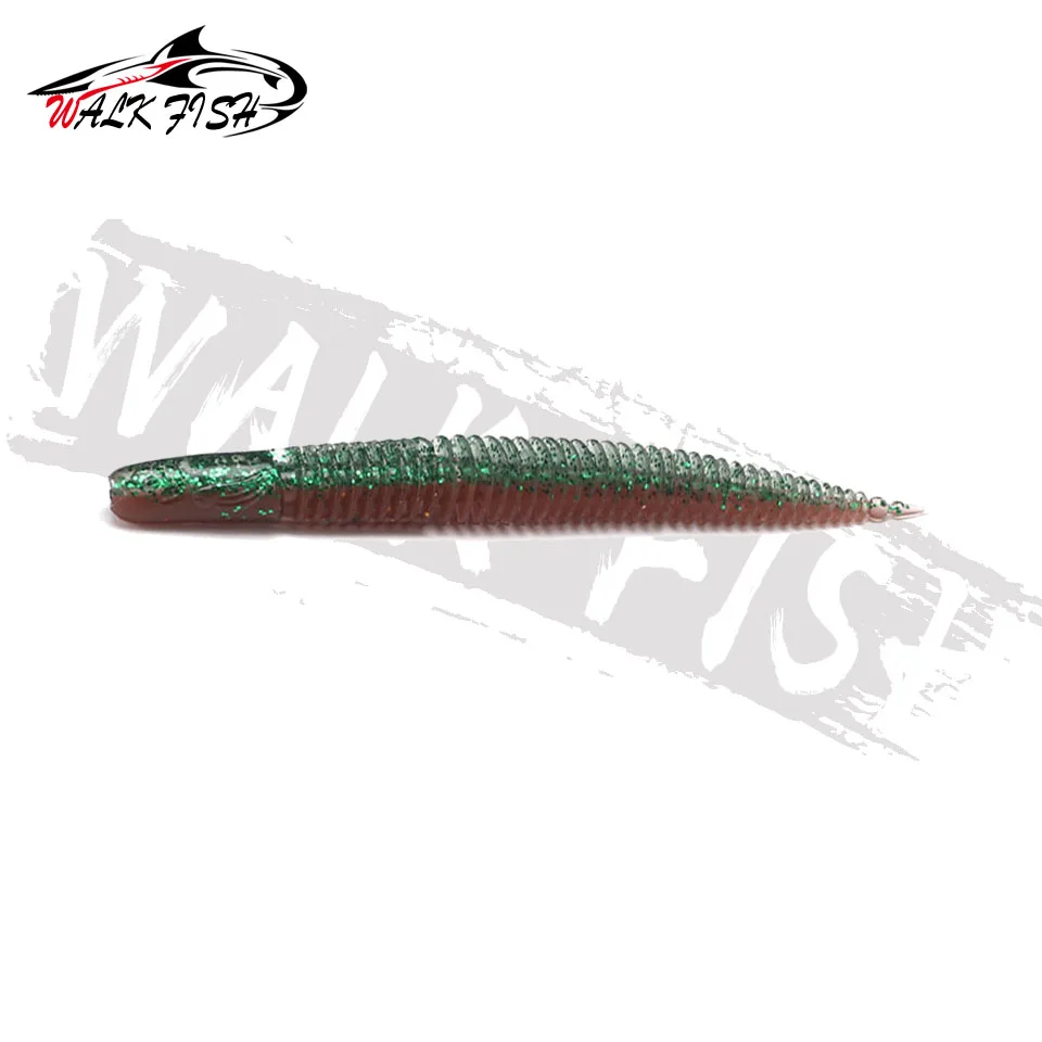 WALK FISH-Señuelos de Pesca Smile, cebo suave de 65mm y 85mm, gusano de baile ligero, Sway, aguja de gusano de fideos, cola recta, flotante, banda de lubina - imagen 4