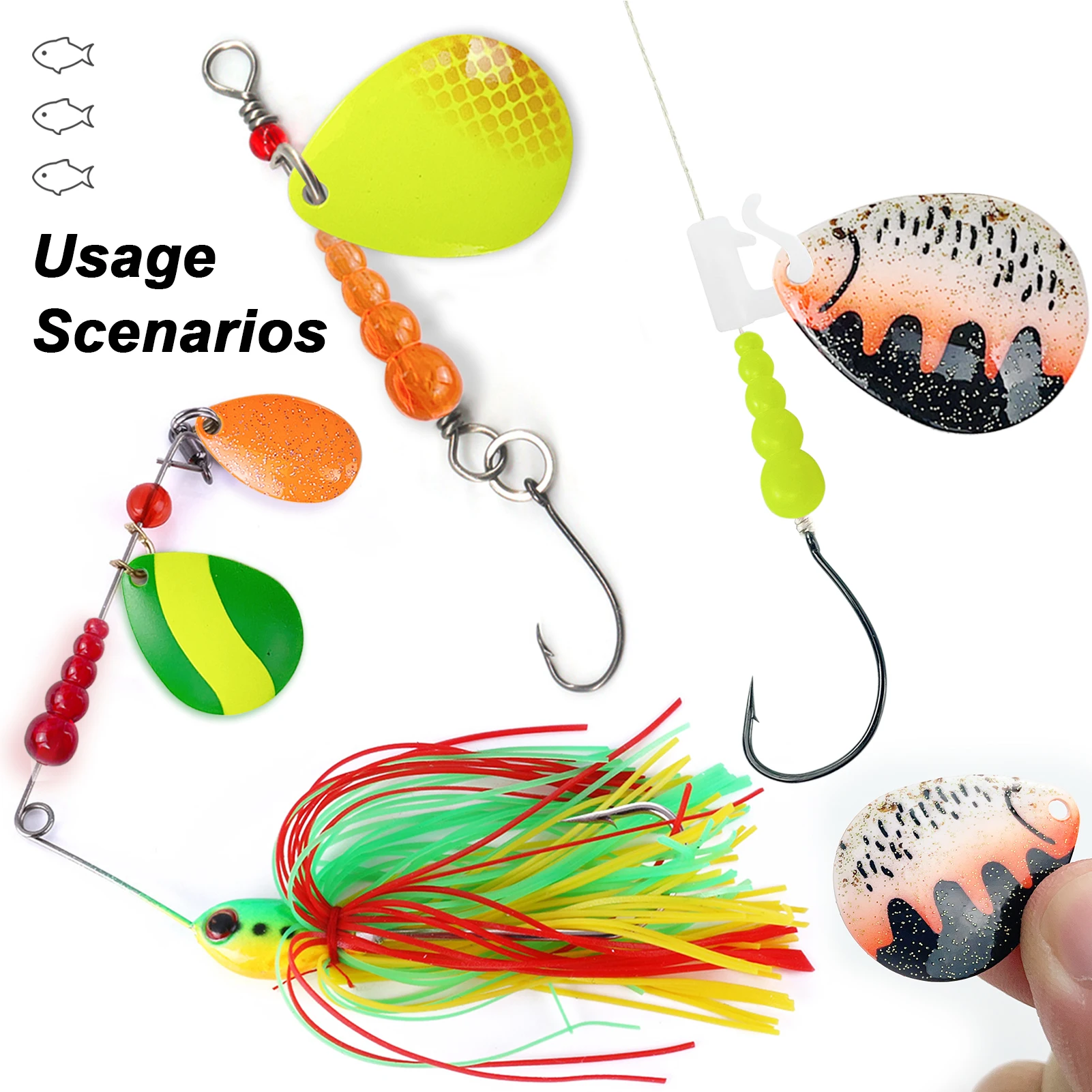 Set de Spinnerbaits Fisher con Rooster Blades y cuentas metálicas - imagen 2