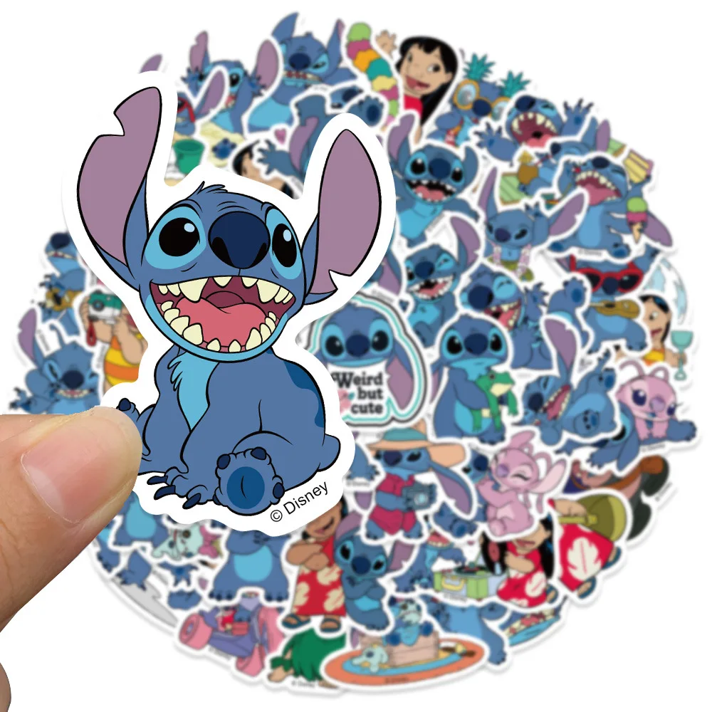 50/100/150 Uds. Pegatinas de película Disney Lilo Stitch DIY álbum de recortes teléfono guitarra maleta para portátil calcomanías impermeables pegatina juguetes para niños - imagen 3