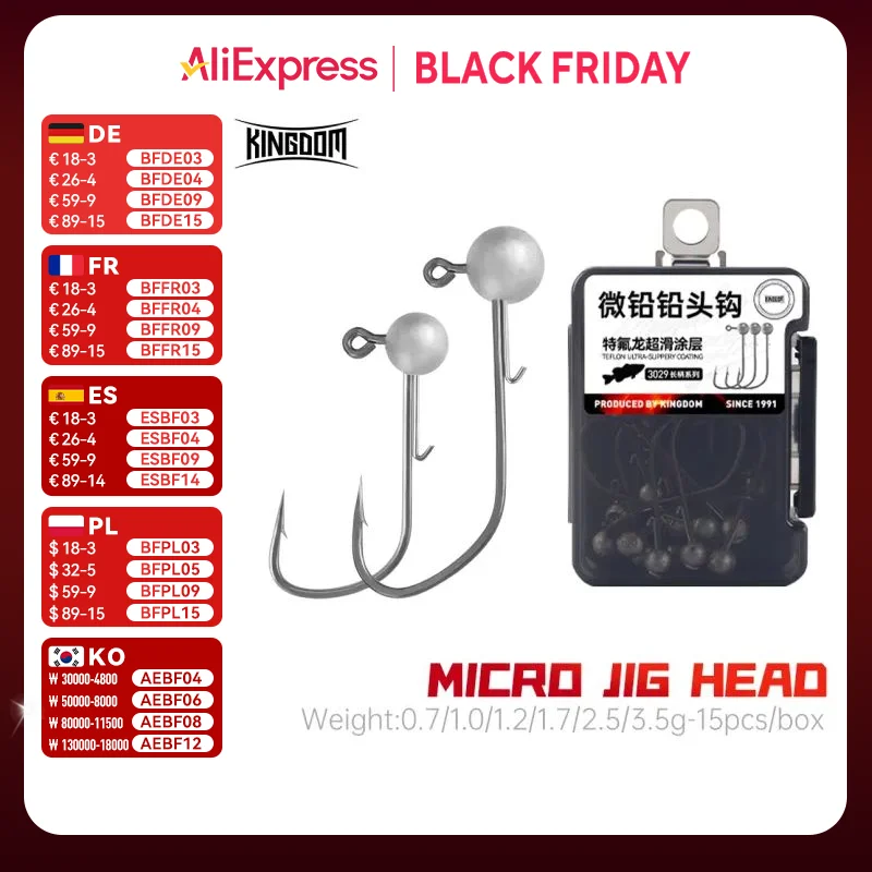 Kingdom-anzuelo con cabeza de plomo para pesca, gancho largo y corto, alambre de 0,7g, 1,0g, 1,2g, 1,7g, 2,5g, 3,5g, anzuelo con cabeza de anzuelo de acero al carbono, accesorios de pesca