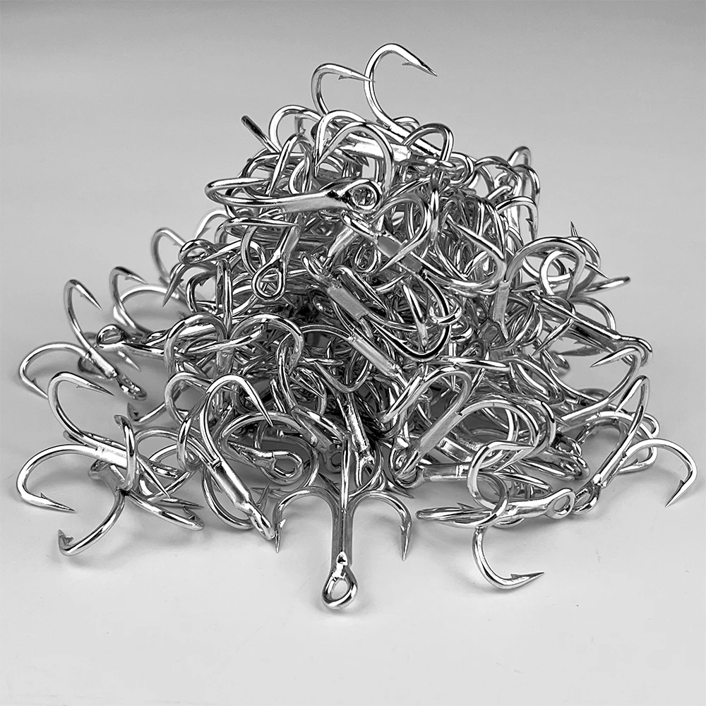 Proberos 10 Uds 4X anzuelos triples de curva redonda fuerte con gancho de púas, acero rico en carbono, tensión máxima de 42-132kg - imagen 5