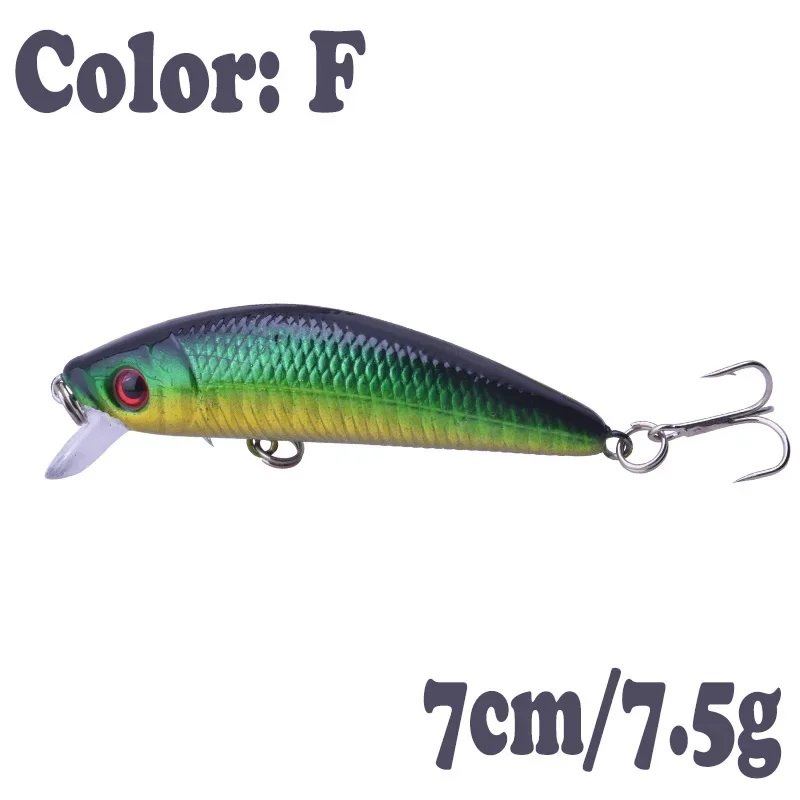 Señuelo de pesca flotante de pececillo, 1 unidad, 7cm, 8g, Wobblers de plástico láser, cebo duro Artificial con anzuelo, aparejos de pesca Crankbait para lubina - imagen 5