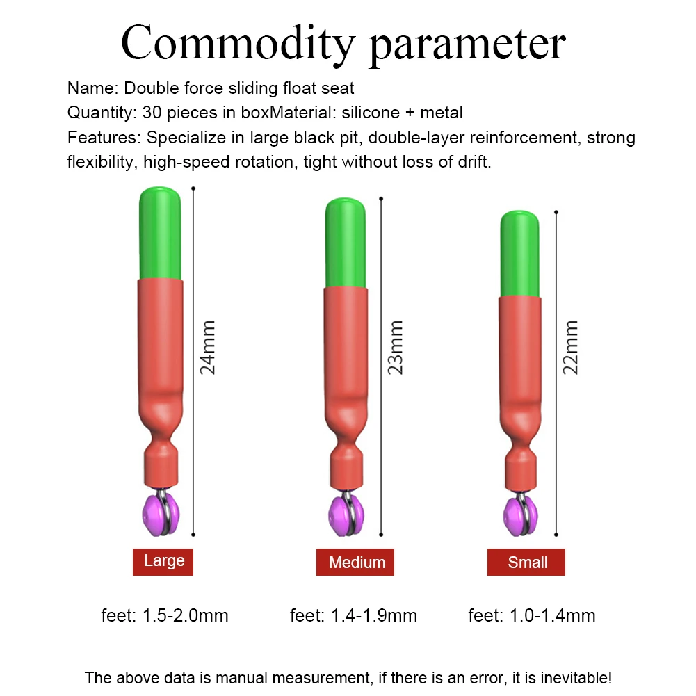 Topes Bobber de silicona para sedal de pesca, 30 piezas, 22/23/24mm, con paquete de caja para flotadores de pesca - imagen 3