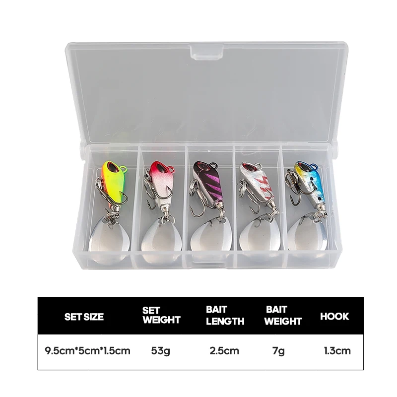 TAIYU 5 uds Spintail señuelo de pesca Wobble cebo de Metal giratorio Vib Casting Shore Jig cebo Artificial cebos duros Spinner cuchara señuelo - imagen 5