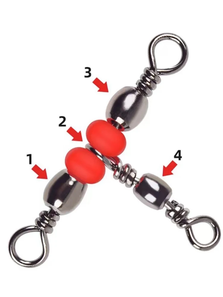 Una vista detallada de un nudo giratorio de pesca que resalta sus componentes y ensamblaje para un uso efectivo