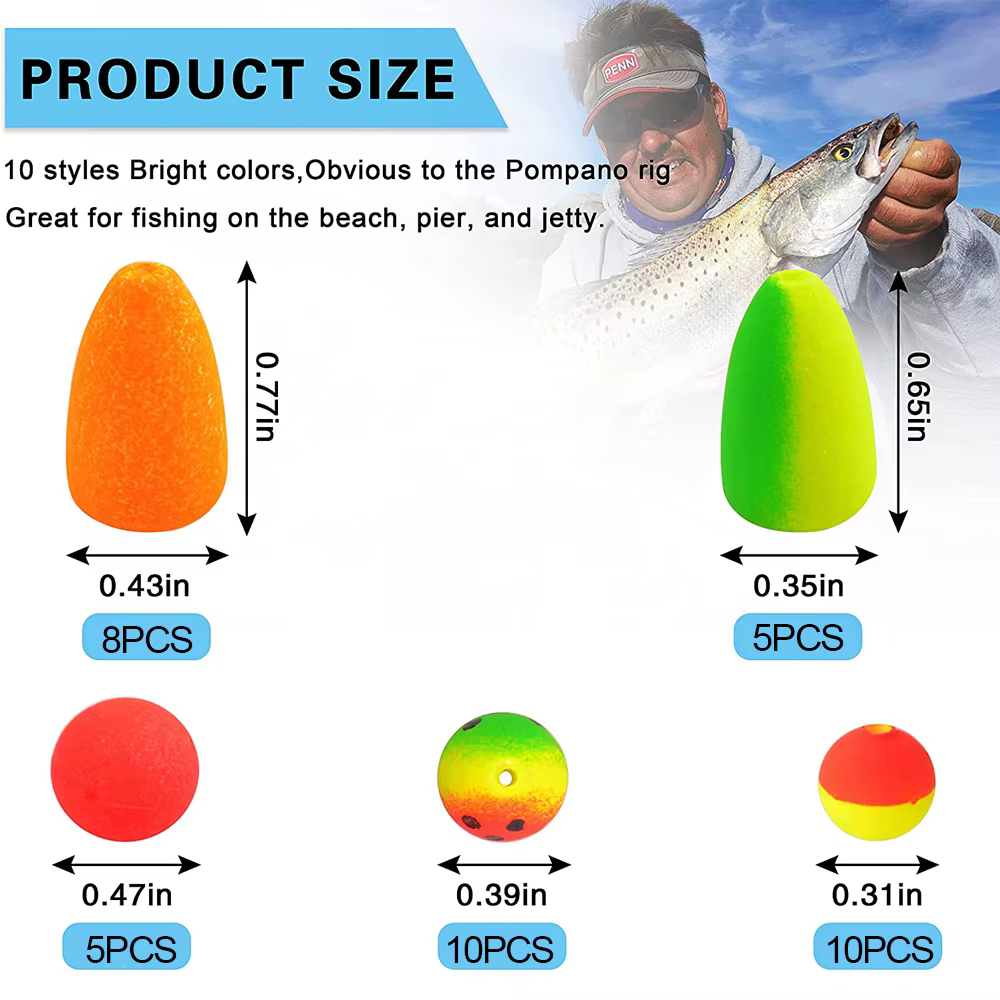Kit Cuentas Flotantes Pompano – Accesorios Montaje Aparejos Walleye - imagen 4