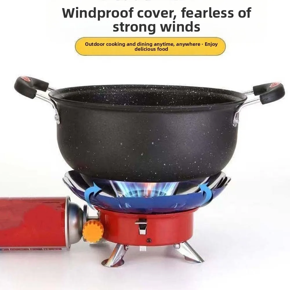 Estufa de cocina de 2800W, estufa de Cassette de loto, quemador de Gas plegable portátil compacto, cocina de Gas para Fondue ligera a prueba de viento, barbacoa al aire libre - imagen 5