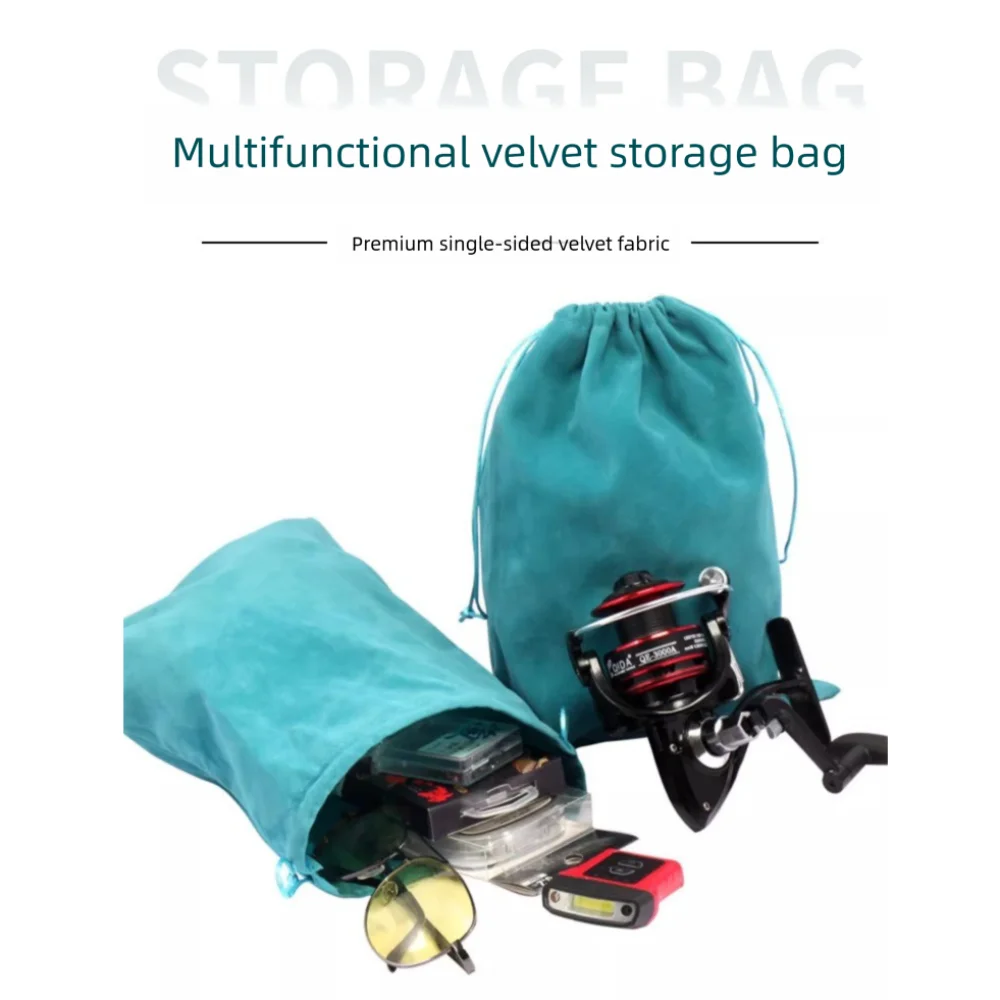 Bolsa protectora portátil para aparejos de pesca, accesorios S M L, bolsa de carretes de pesca con cordón, bolsa protectora para carrete de almacenamiento de ruedas al aire libre - imagen 3