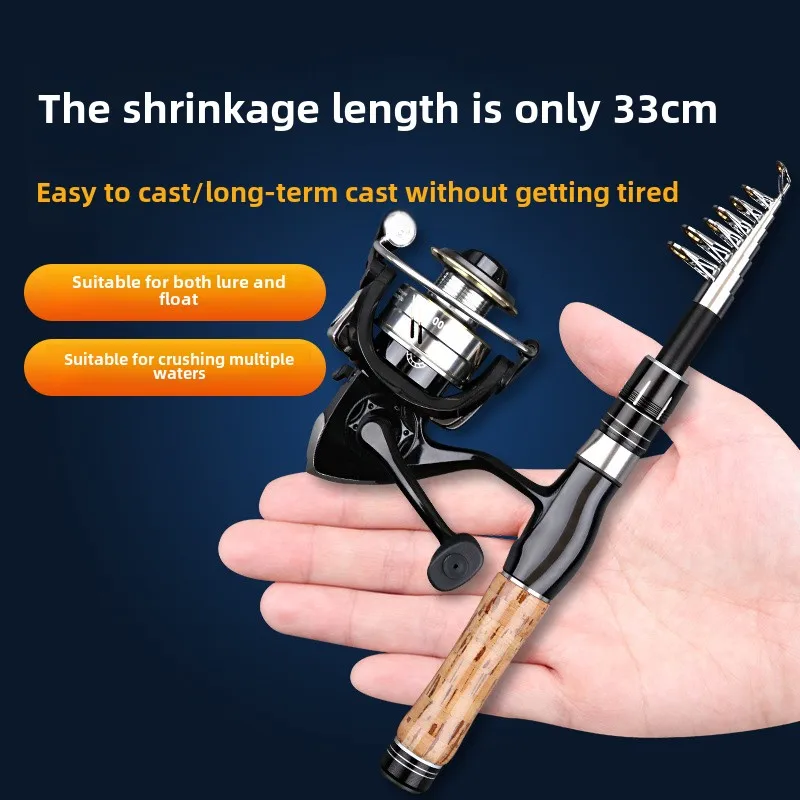 Caña de señuelo de sección ultracorta, caña de deriva deslizante telescópica, Mini caña de mar de pesca telescópica dura y resistente ultraligera - imagen 2