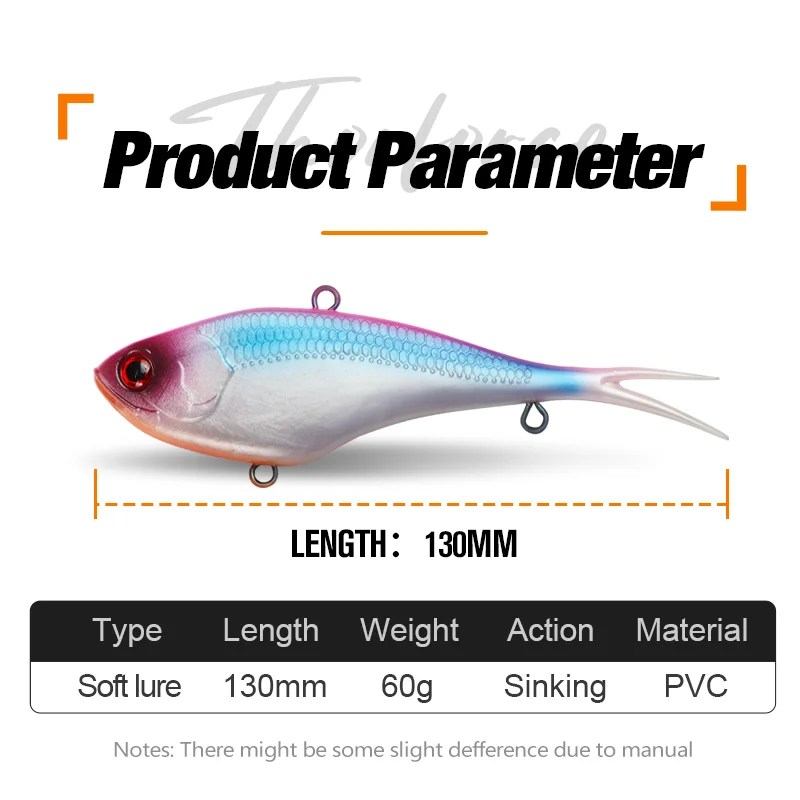 Señuelo blando luminoso Thorforce de 130 mm y 60 g con cola de horquilla y revestimiento de plomo BKK, anzuelo triple VIB TPE, para pesca en agua salada, cebo biónico - imagen 3