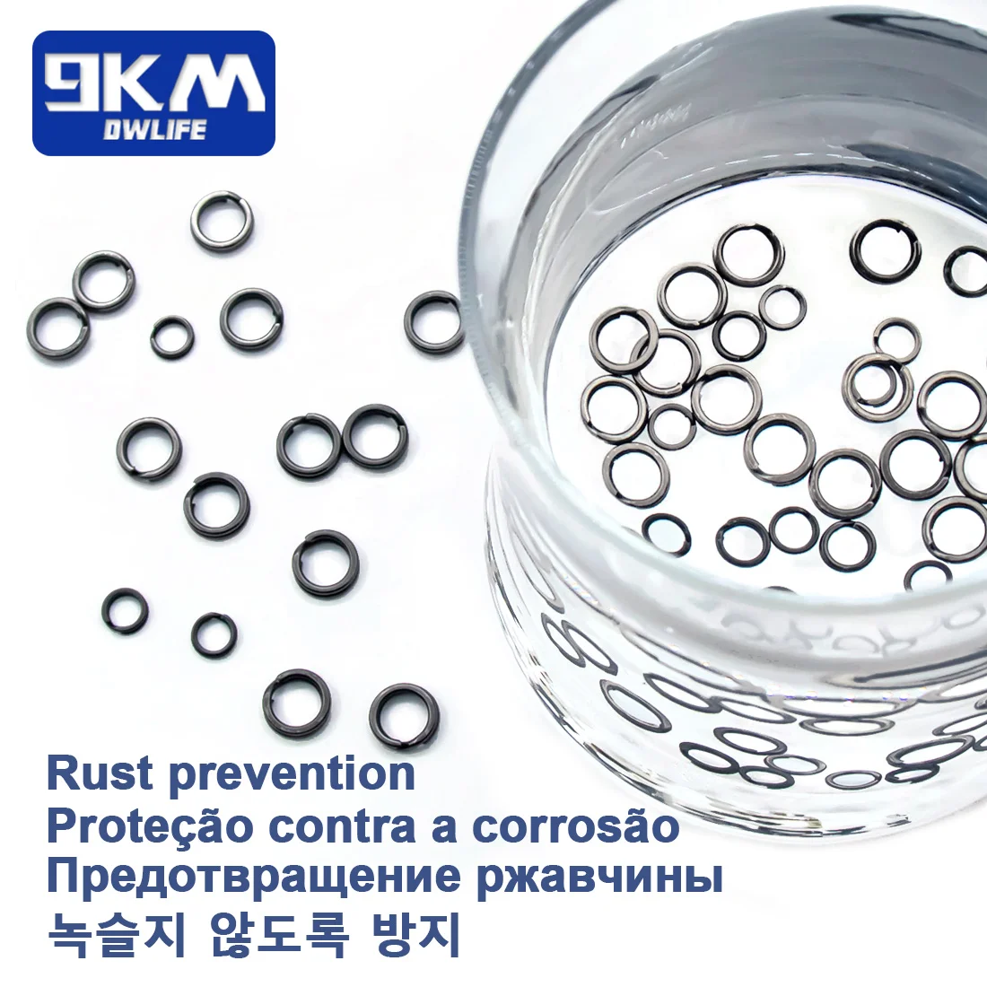 Señuelos de pesca Anillos divididos 50 ~ 200 piezas Accesorios de pesca Ganchos de pesca de acero inoxidable Conectores Anillo de pesca a presión 15 ~ 55 kg Negro - imagen 5