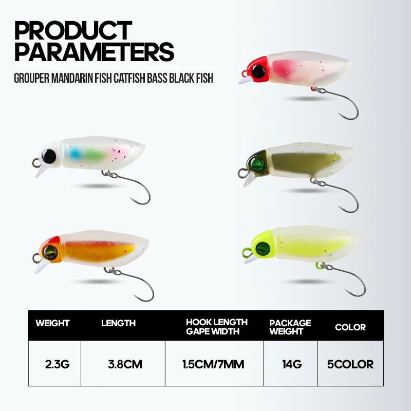 TAIYU-cebo luminoso Micro pececillo 2,3g, Spinners, señuelo de pesca duro Artificial, aparejos de Crankbait Topwater para trucha lubina - imagen 3