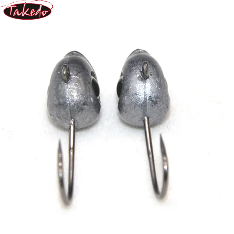 TAKEDO, 10 Uds., 1G, 1,8G, 3,5G, anzuelo con cabeza de anzuelo, señuelo de hielo, anzuelos de pesca de raíz de roca, ojos luminosos para señuelos de gusanos blandos, anzuelo con cabeza de plantilla de plomo - imagen 5
