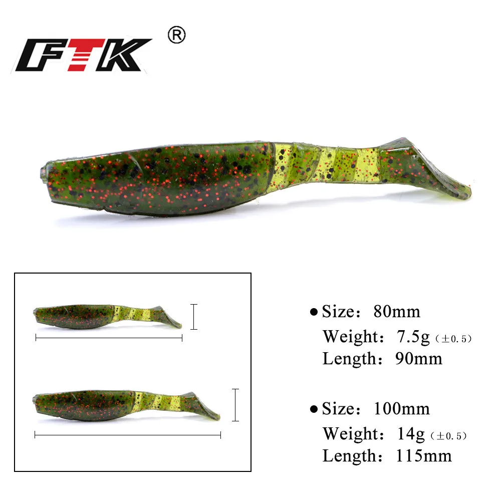 FTK-Señuelos de Pesca de gusano blando, anzuelo de plantilla, cebo de silicona, pez de mar, Pva, Swimbait, Wobblers, bueno para pesca de lubina, cebo Artificial, 8cm, 10cm - imagen 3