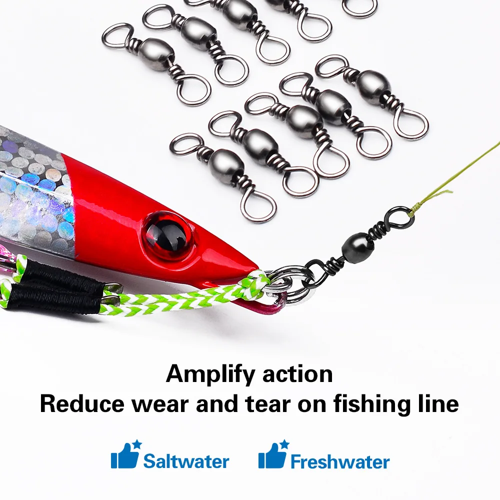 100 Uds. Conector giratorio de pesca barril de latón inoxidable agua dulce rodante líderes de agua salada línea gancho Clips Pin de seguridad - imagen 3