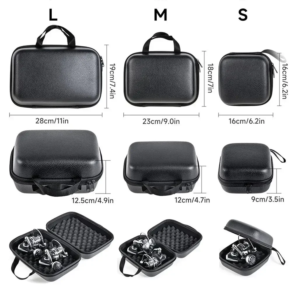 Fundas de carretes de pesca de lujo, funda protectora dura de cuero PU para rueda de pesca, caja de almacenamiento, bolsa impermeable para aparejos de pesca - imagen 4