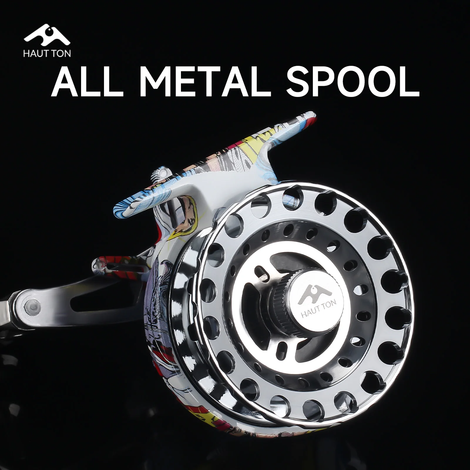 Carrete de pesca en hielo Graffiti, carrete de Metal de arrastre máximo de 6kg, ligero y suave, duradero y brazo basculante, perfecto para pesca en invierno - imagen 3