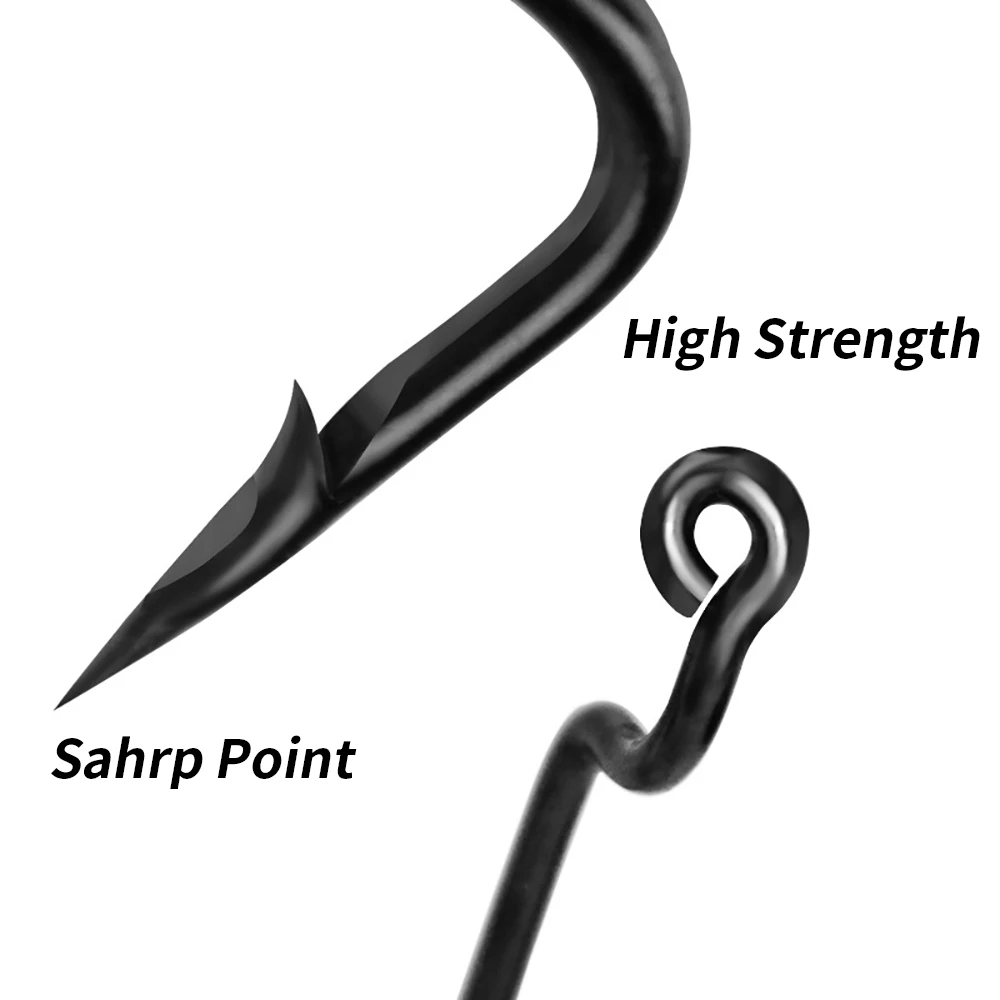 Anzuelos de gusano Offset para pesca de 20 piezas, gusanos de goma para lubina, gancho de hueco ancho, aparejo de Texas, gusanos de plástico blando, cebo de pesca - imagen 4