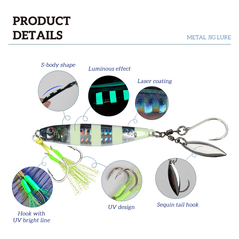 TOLU 2024 nuevo 3D impreso en forma de S hundimiento rápido plantilla de Metal señuelo 40g 60g 80g agua salada señuelo de pesca de fundición Vertical - imagen 3