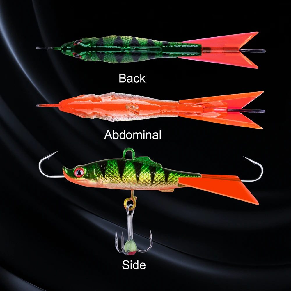Goture-señuelo de pesca de invierno, cebo Artificial duro con ganchos luminosos para perca, Lucio, 15g, 68mm, 1 unidad