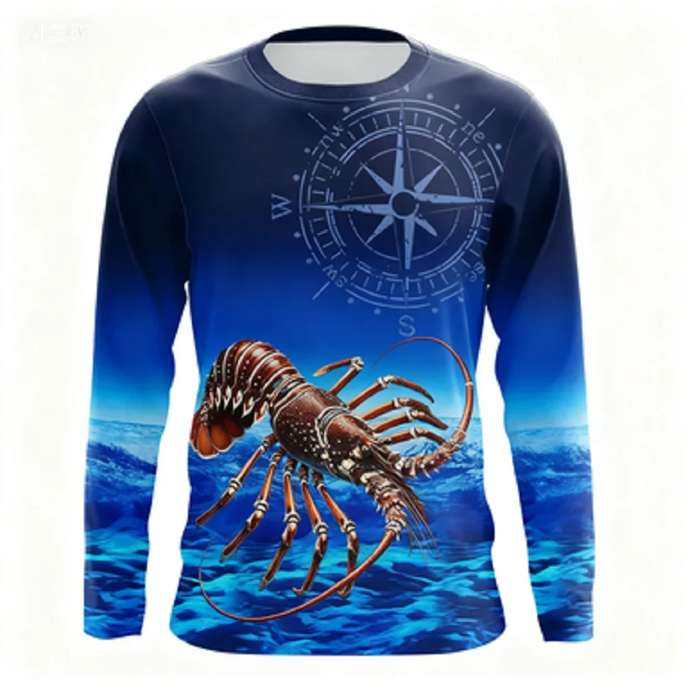Camiseta de pesca manga larga – Protección solar UV con estampado 3D - imagen 4