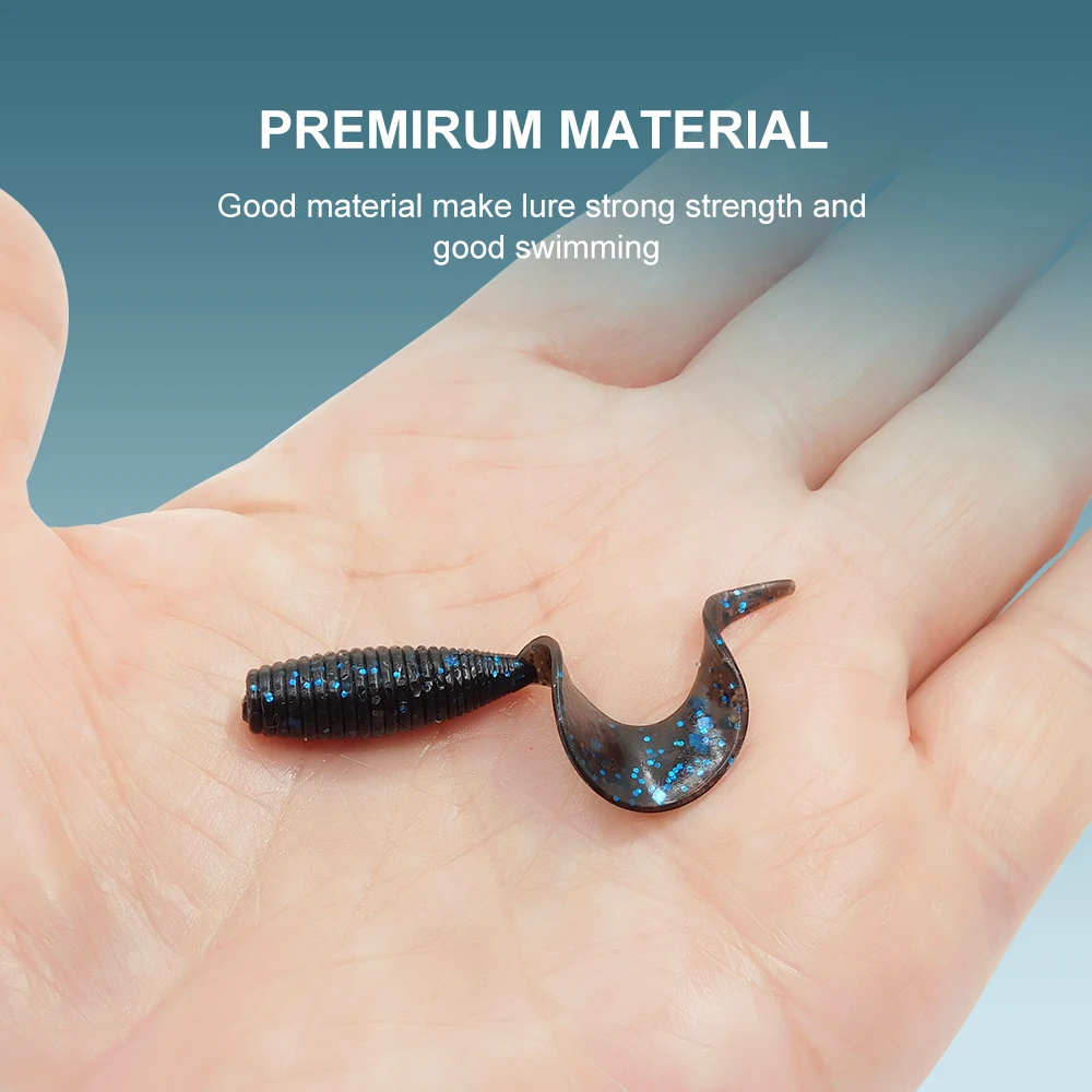 Señuelos blandos KESFISHING, larva de una sola cola, 20 piezas, natación rizada JT36, cebo de pesca pequeño para todos los peces, proveedores de pesca, Lucio, trucha - imagen 5