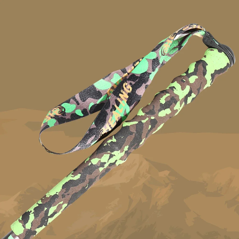 Bastones para caminar retráctiles ultraligeros de fibra de carbono, bastones de Trekking, palos de senderismo con patrón de camuflaje de fibra Cabon plegables - imagen 3