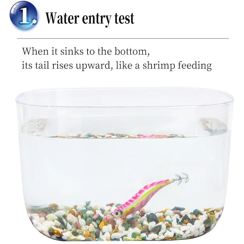 Señuelo de pesca camarones de madera calamar luminoso pulpo señuelo 3,0 # 3.5 # Señuelo de pesca con ojos 3D, cebo duro, plantilla de calamar Wobbler - imagen 5