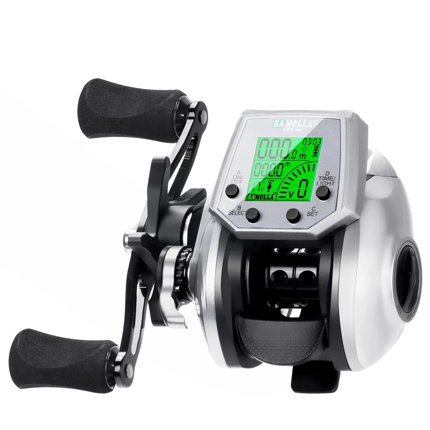 Carrete baitcasting electrónico con pantalla USB y sensor temperatura - imagen 3