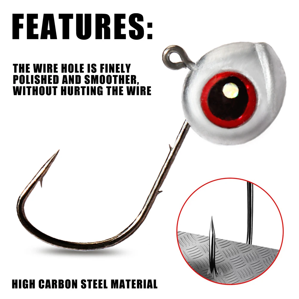 5-20 piezas anzuelos con cabeza de anzuelo de ojo de pez grande 2,5g 3,5g 5g vástago de púas raíz Ned Rig Pesca Kit de señuelo suave aparejos de Pesca anzuelo - imagen 4