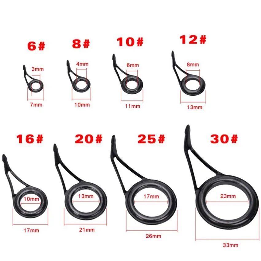Equipo de pesca de acero con alto contenido de carbono, accesorio de cerámica, ojo guía, bucle de alambre a través del bucle de alambre, 6-30 # - imagen 5