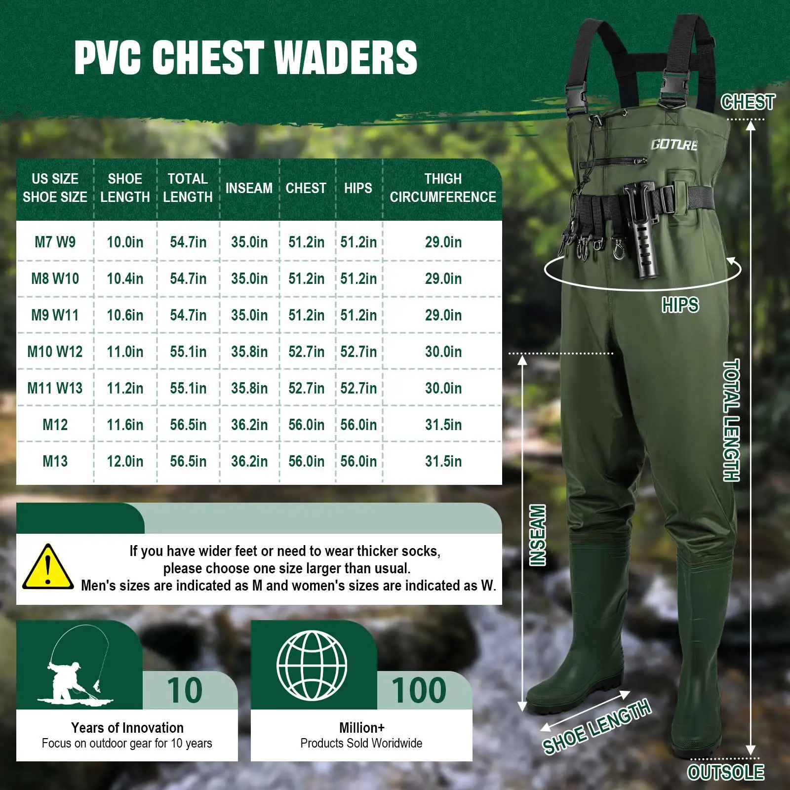 Goture-footers impermeables y transpirables de secado rápido, Material compuesto de nailon PVC 70D, traje de producción de pesca y caza para adultos - imagen 2