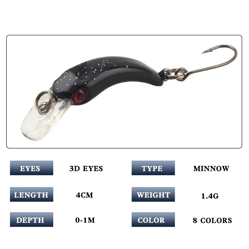Cebo de pesca de piezas, balancín de pesca flotante, Micro objeto, 1,4g/4cm, cebo duro de plástico falso para trucha, Jerkbait, Crankbait, aparejos de lubina - imagen 3
