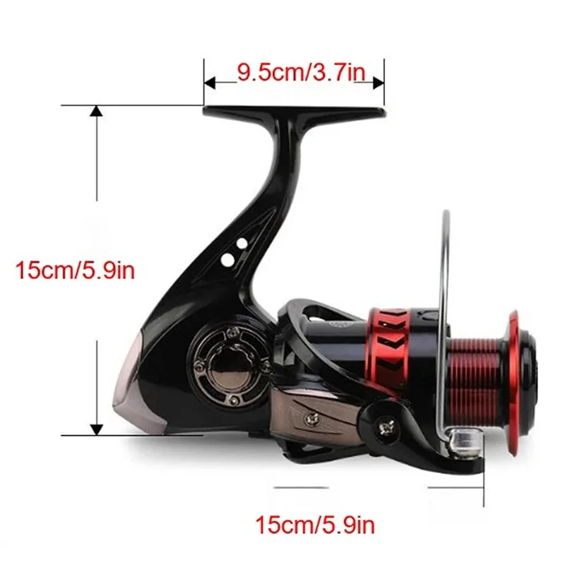Nuevo carrete de pesca giratorio, carrete de pesca en hielo de Metal TB1000 serie 3000, relación de engranaje 5,2: 1, cuerpo de Metal de arrastre máximo de 7kg con mango de madera - imagen 2