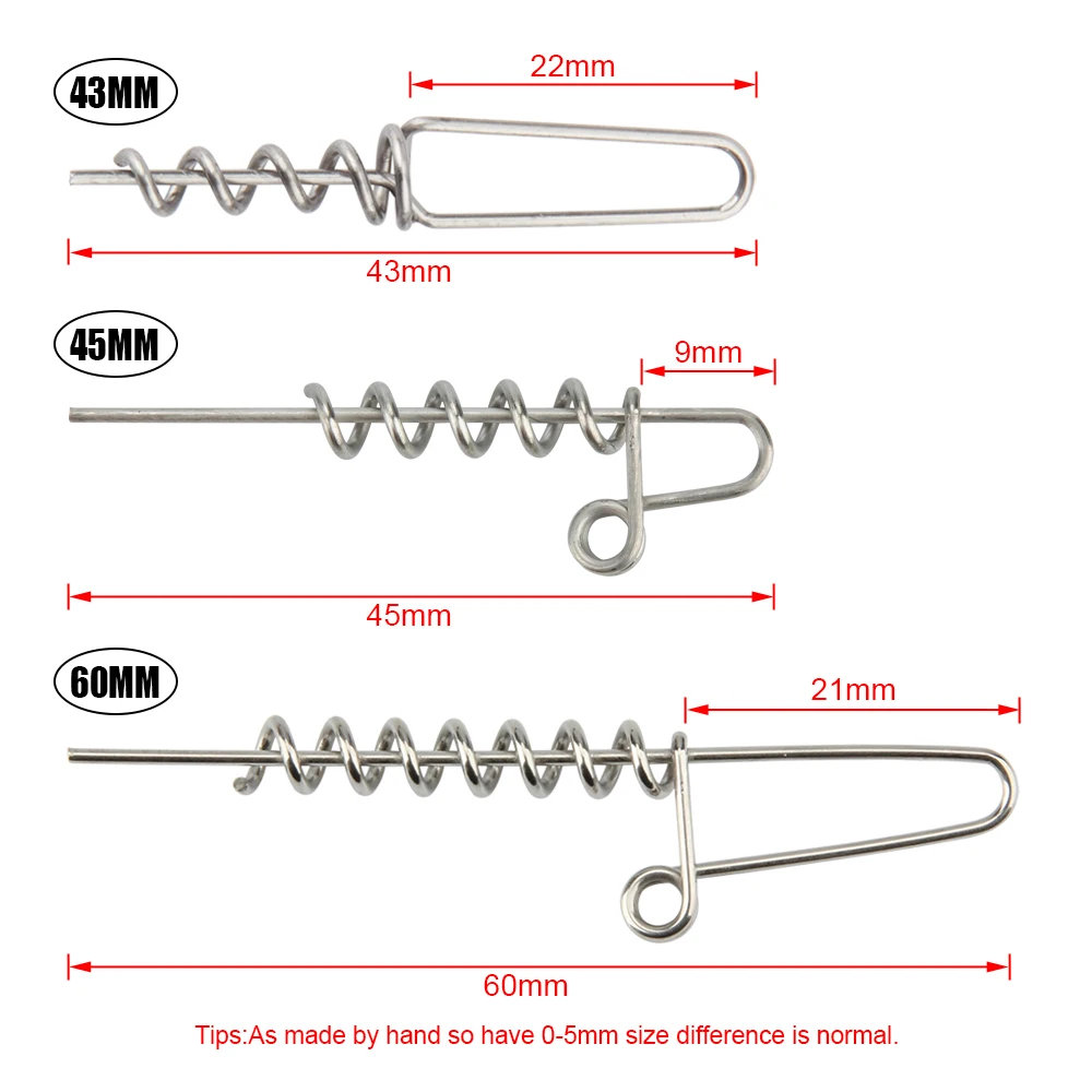 Spinpoler-pines de señuelo de pesca blandos, sistema de tornillos de múltiples depósitos para Shad Worm, tornillo de Pin Softbait, aguja de resorte de acero inoxidable, 20 piezas - imagen 4