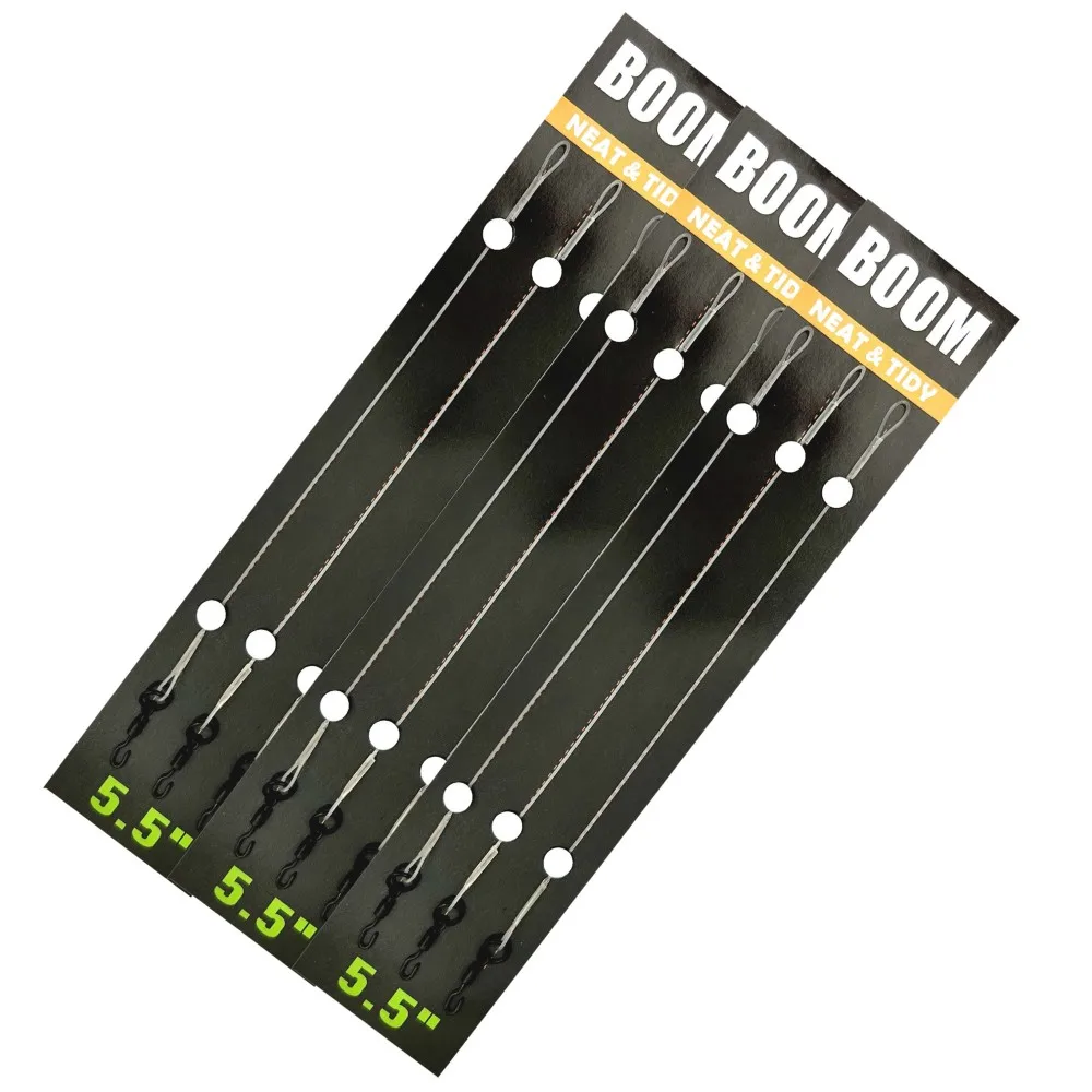 Línea líder de pesca de carpa para aparejos, accesorios, pluma fundida, 100% líder de fluorocarbono, hooklink de 5,5 pulgadas con Ronnie y anillo giratorio - imagen 5