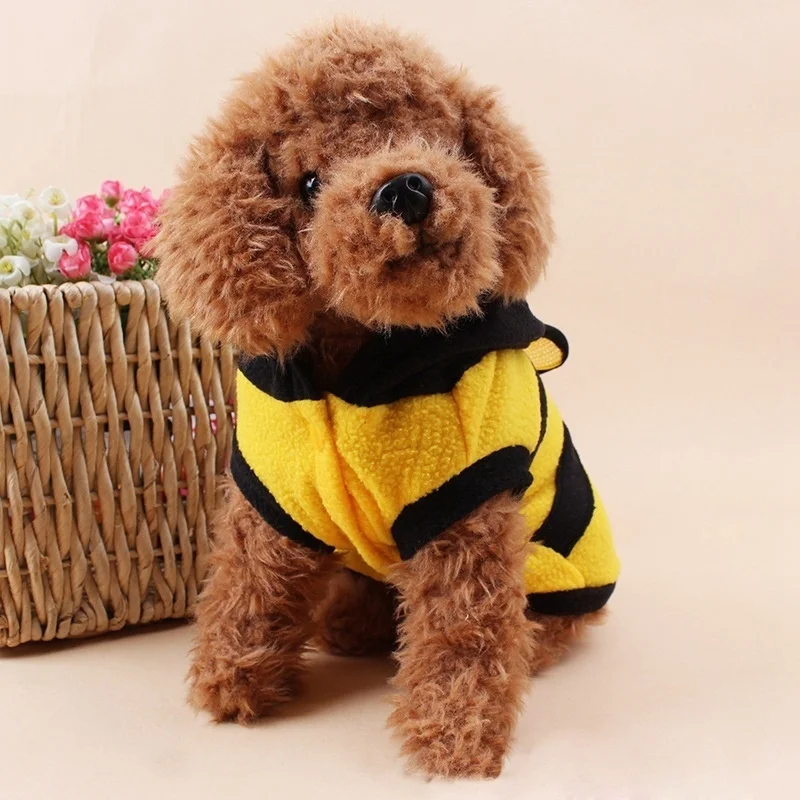 Abeja mascota cachorro abrigo ropa traje polar ropa perro gato Sudadera con capucha disfraz de Halloween Cosplay suéter sudaderas con capucha para perros - imagen 2
